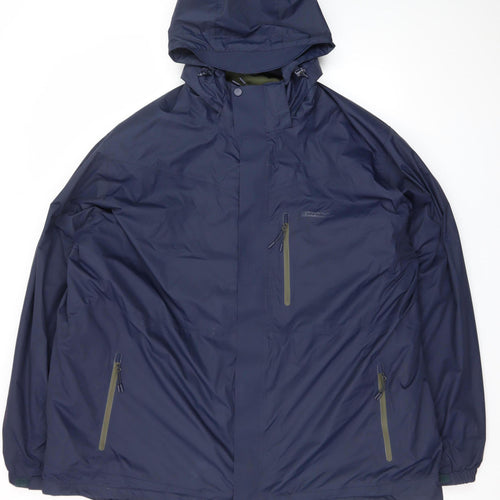 Mountain Warehouse Men’s Blue 4XL Hooded Waterproof Rain Jacket