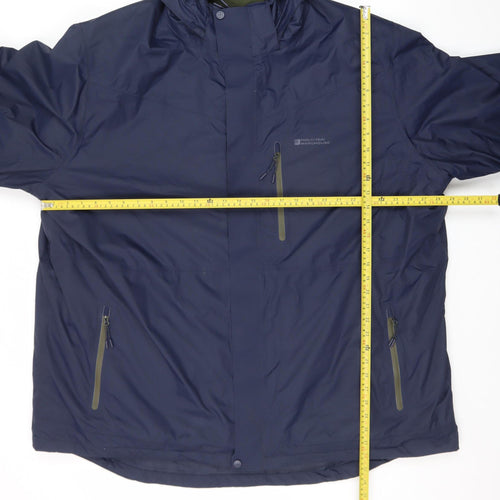 Mountain Warehouse Men’s Blue 4XL Hooded Waterproof Rain Jacket