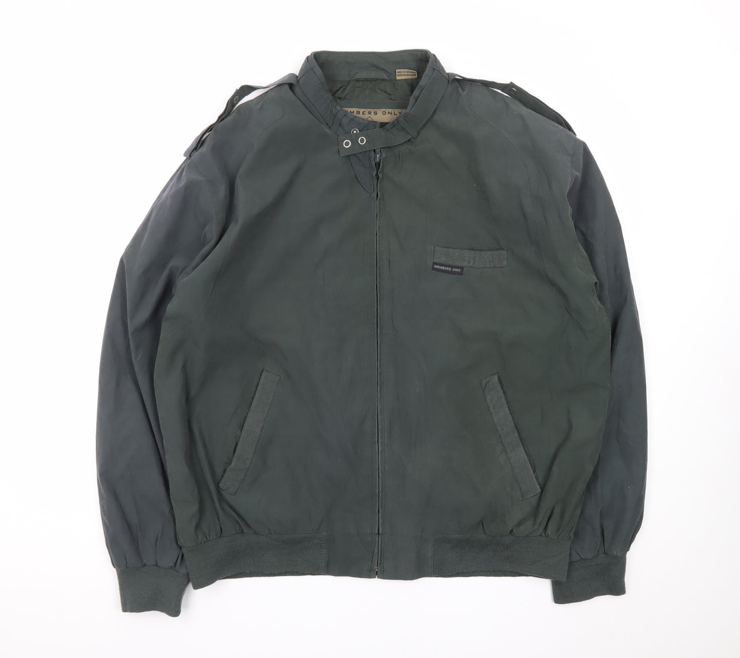 Members Only Men's Green L Bomber Jacket Microfibre Zip-Up