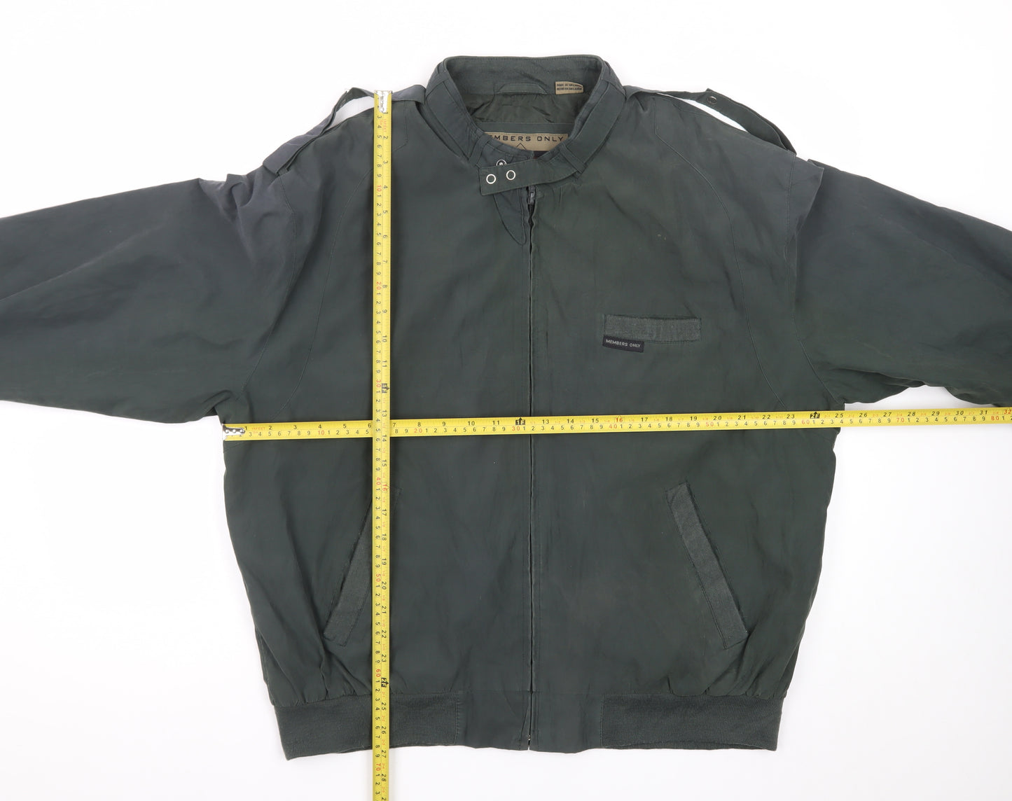 Members Only Men's Green L Bomber Jacket Microfibre Zip-Up