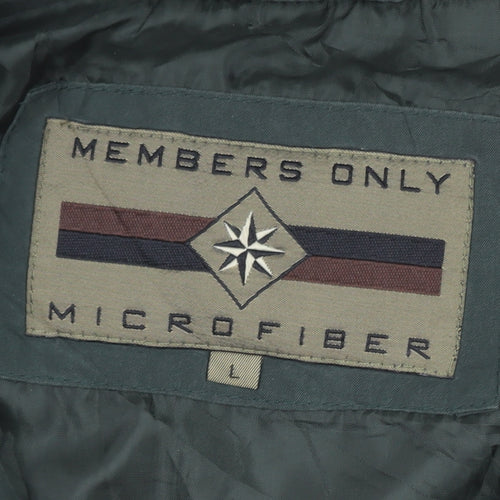 Members Only Men's Green L Bomber Jacket Microfibre Zip-Up