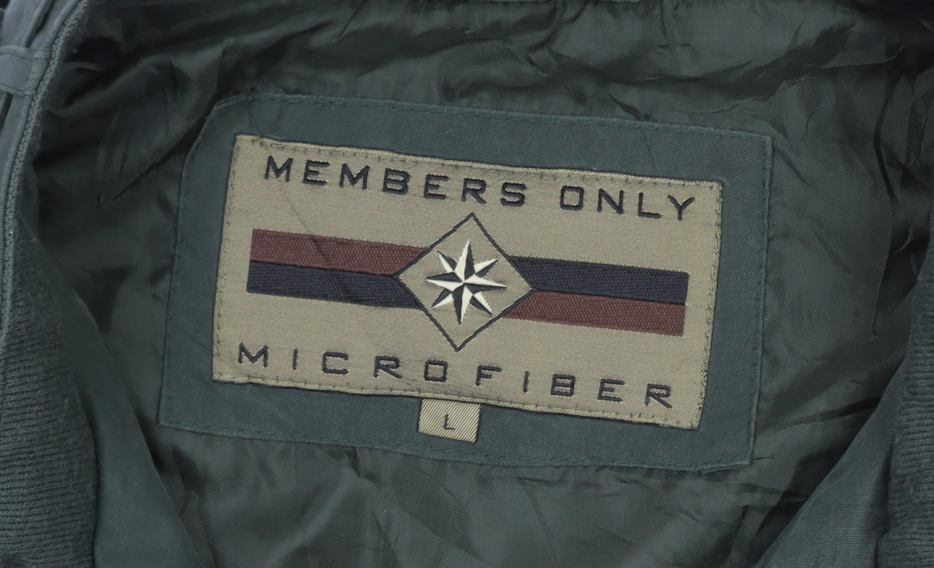 Members Only Men's Green L Bomber Jacket Microfibre Zip-Up