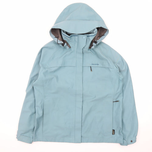 Craghoppers Women Blue Waterproof Hooded Rain Coat Jacket Size 12