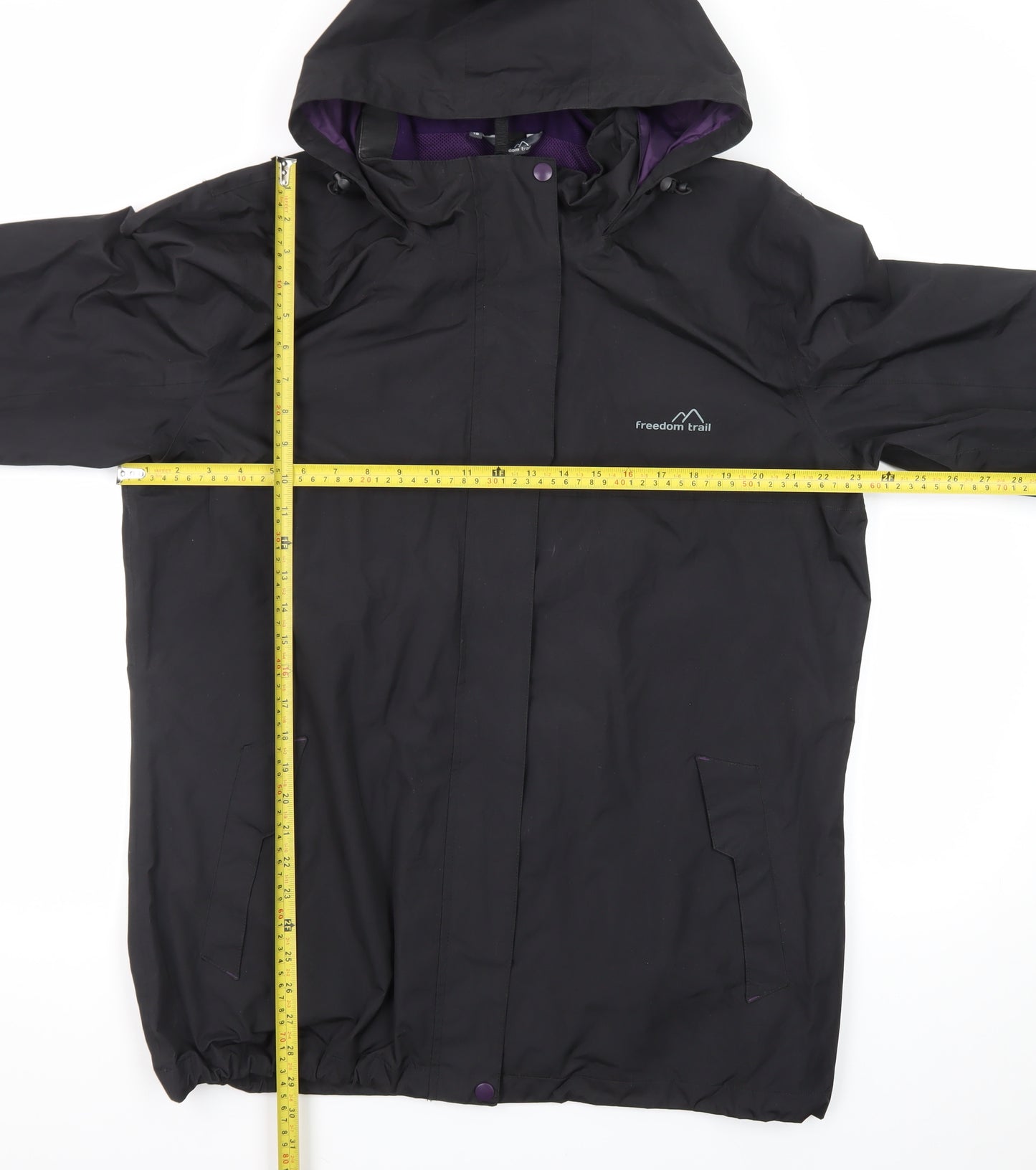 Freedom Trail Women's Black Waterproof Hooded Rain Jacket Size 18