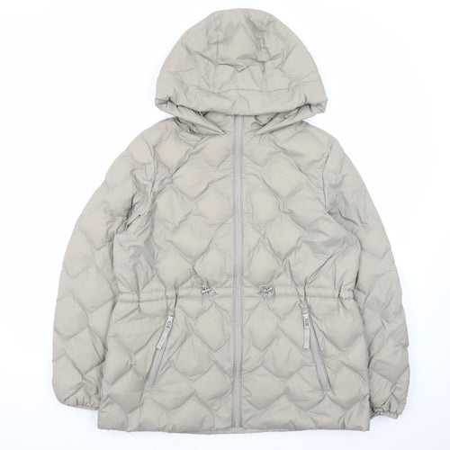 Marks and Spencer Women Beige Size 14 Hooded Puffer Jacket