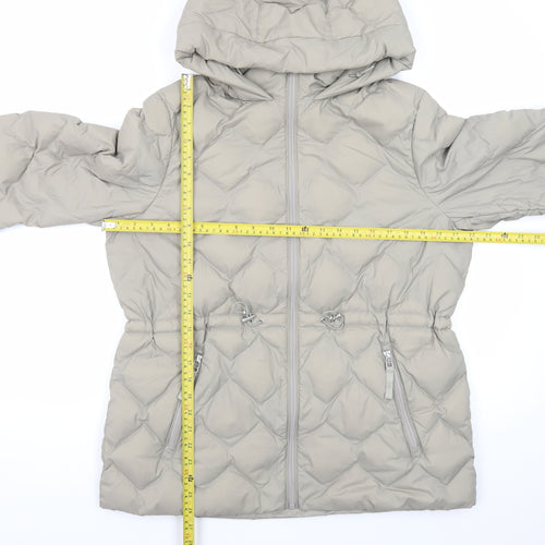 Marks and Spencer Women Beige Size 14 Hooded Puffer Jacket