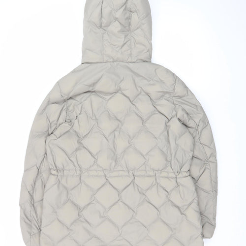 Marks and Spencer Women Beige Size 14 Hooded Puffer Jacket