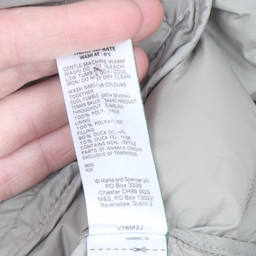 Marks and Spencer Women Beige Size 14 Hooded Puffer Jacket