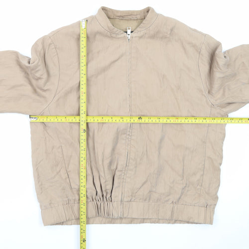 MNG Womens Beige Bomber Jacket Size 12 Lightweight Cotton Zip
