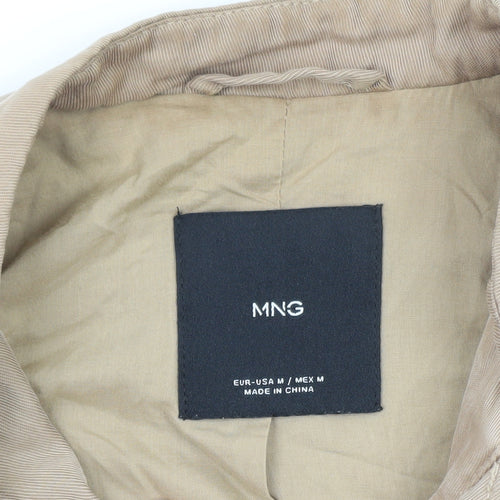 MNG Womens Beige Bomber Jacket Size 12 Lightweight Cotton Zip
