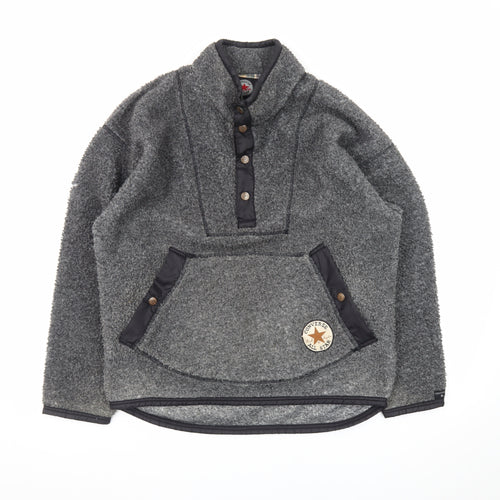 Converse Men's Grey Fleece Henley Sweatshirt Size S Pullover