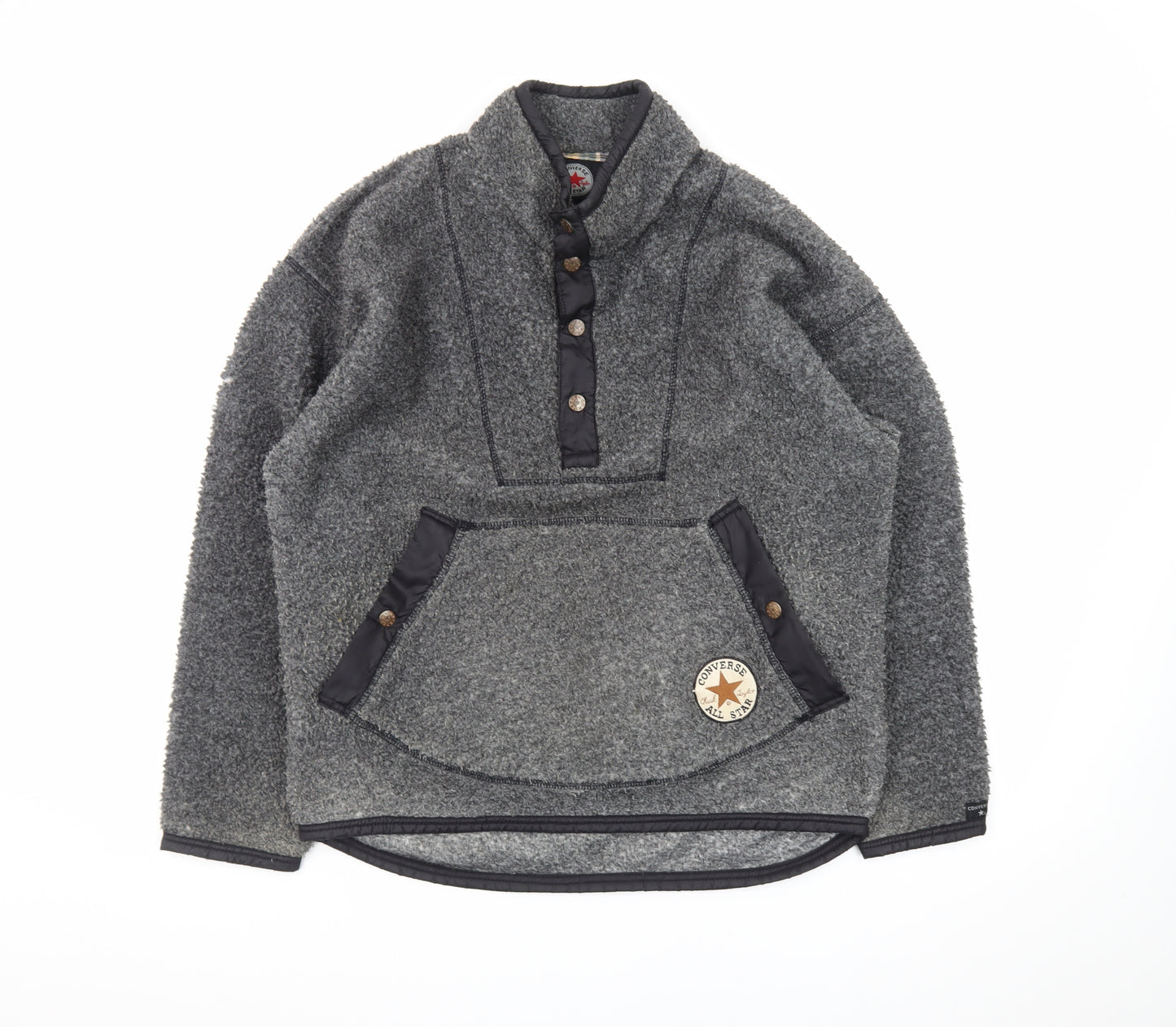 Converse Men's Grey Fleece Henley Sweatshirt Size S Pullover
