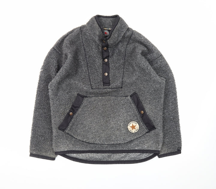 Converse Men's Grey Fleece Henley Sweatshirt Size S Pullover