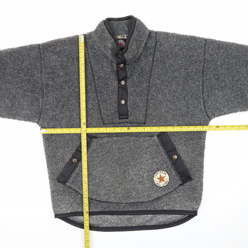 Converse Men's Grey Fleece Henley Sweatshirt Size S Pullover