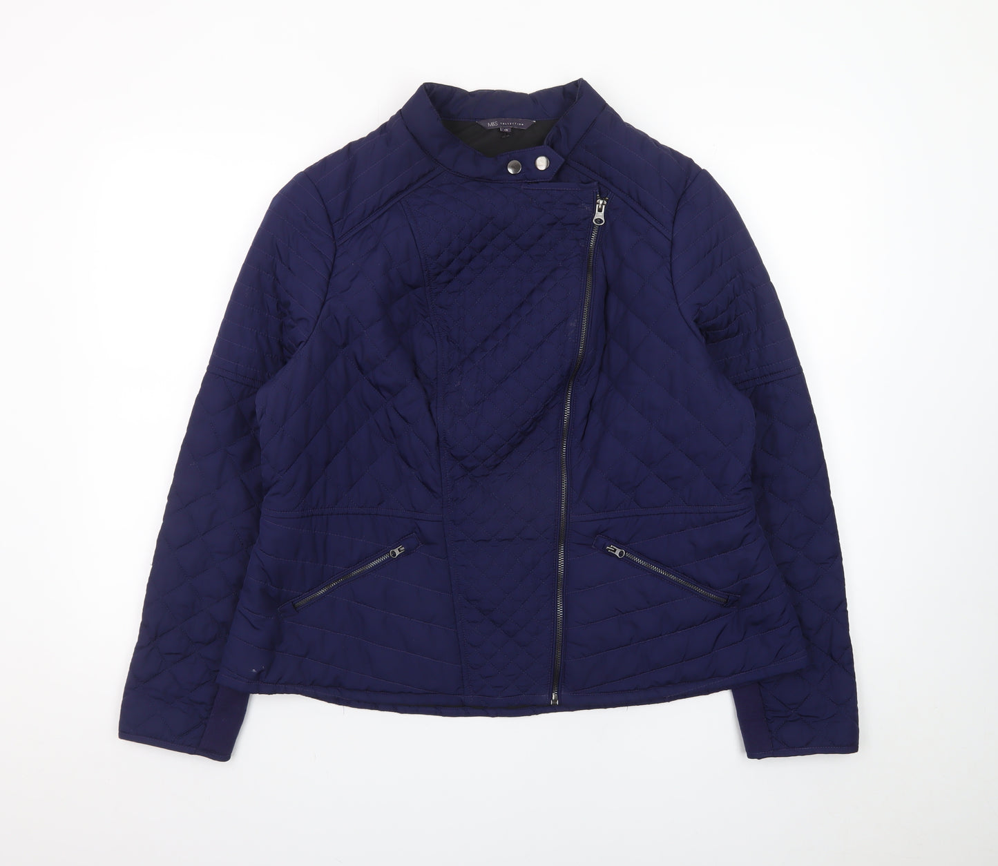 Marks and Spencer Women’s Blue Quilted Short Zip Jacket Size 18