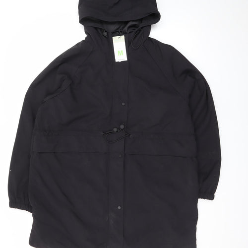 Primark Men’s Black Hooded Parka Coat M Long Polyester Winter Casual