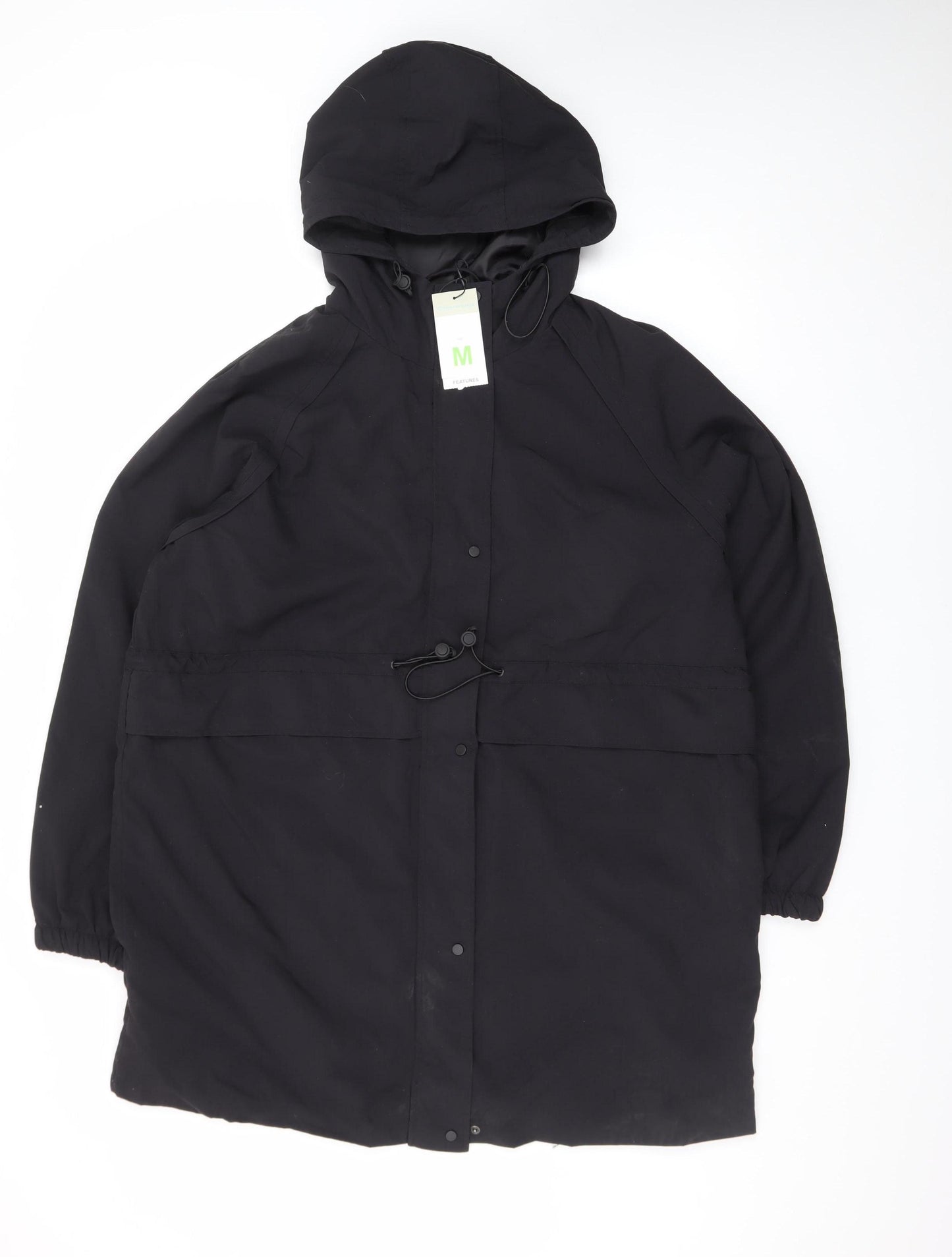 Primark Men’s Black Hooded Parka Coat M Long Polyester Winter Casual