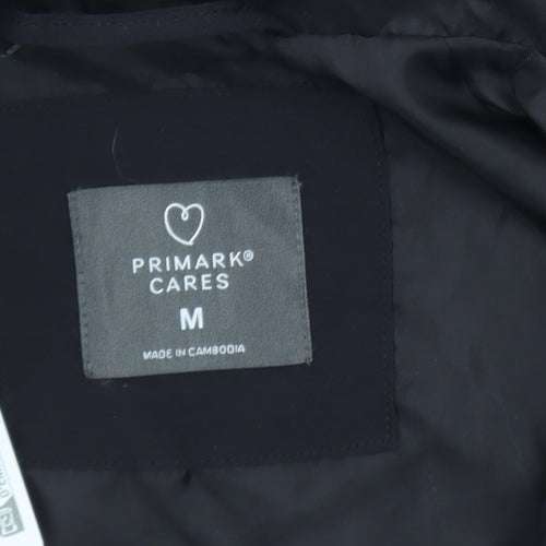 Primark Men’s Black Hooded Parka Coat M Long Polyester Winter Casual