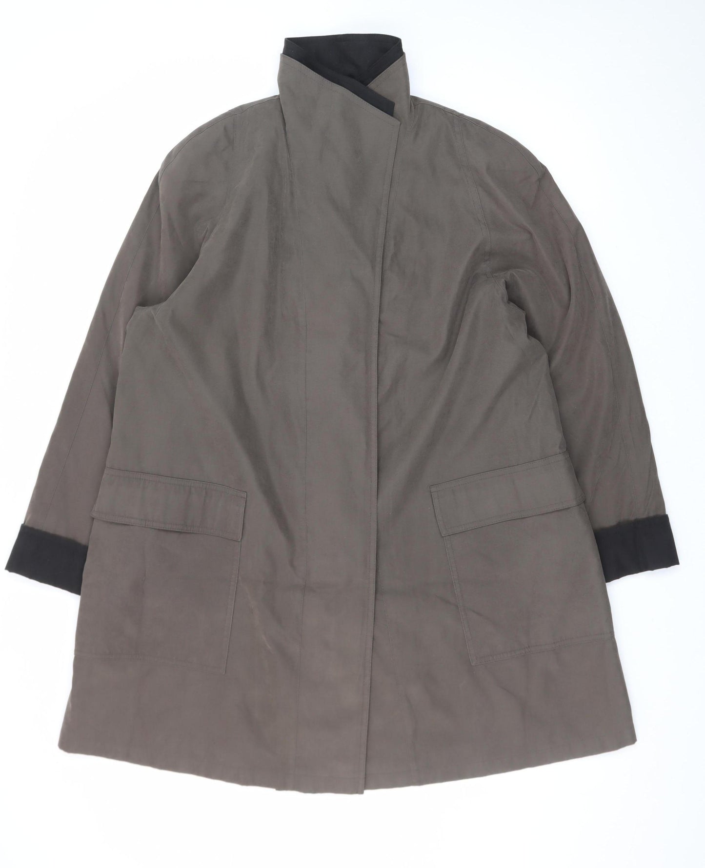 Gallery Women's Brown Long Overcoat Coat M Lined Polyester