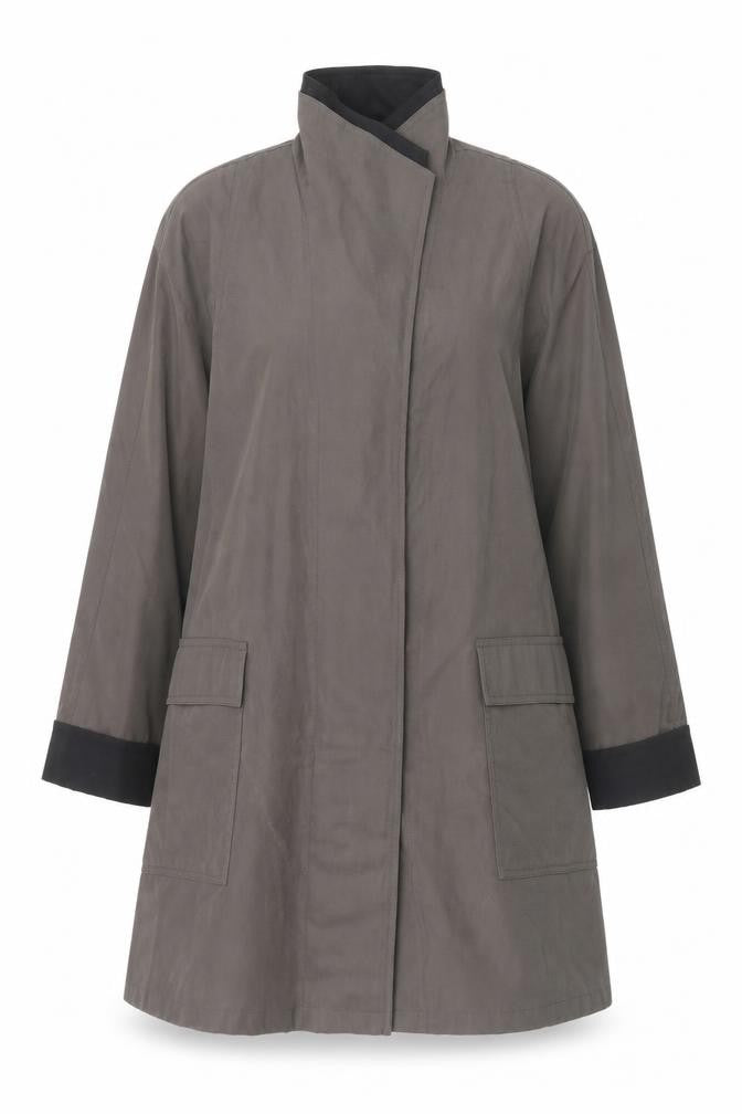 Front view of Gallery Women's Brown Long Overcoat Coat M Lined Polyester