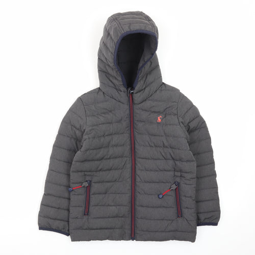 Joules Boys Grey Puffer Jacket Hooded Showerproof Lightweight 6 Years