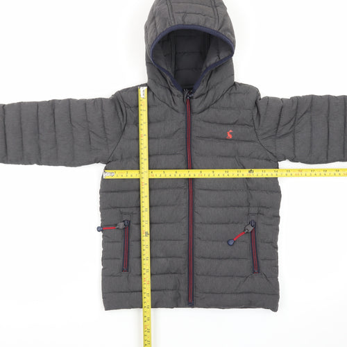 Joules Boys Grey Puffer Jacket Hooded Showerproof Lightweight 6 Years