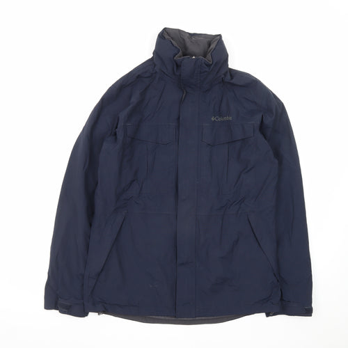 Columbia Mens Blue Waterproof Mid-Length Parka Jacket Size M