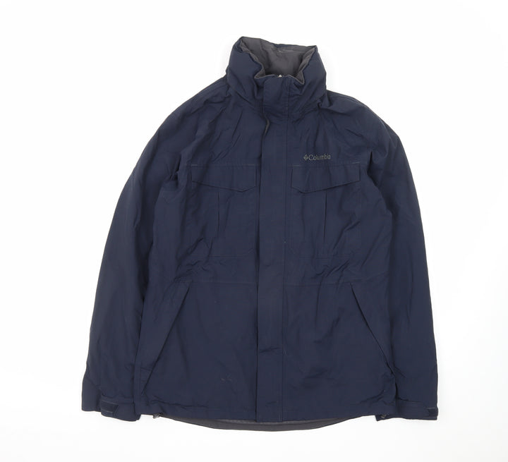 Columbia Mens Blue Waterproof Mid-Length Parka Jacket Size M