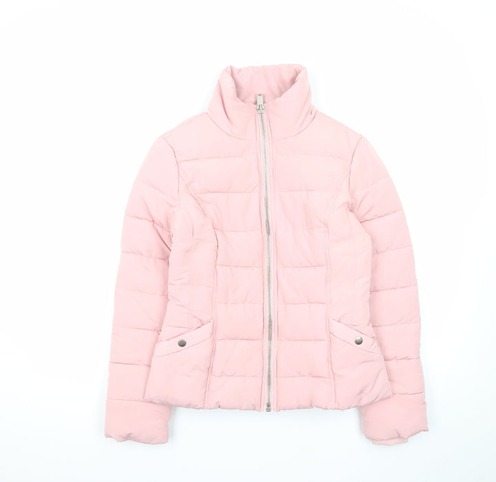 Miss Selfridge Women's Pink Puffer Jacket UK 8 Lightweight