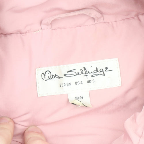 Miss Selfridge Women's Pink Puffer Jacket UK 8 Lightweight