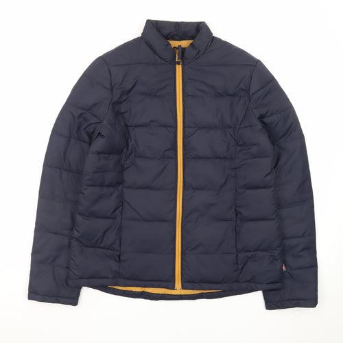 White Stuff Women's Blue Puffer Jacket Size 10 Polyester Zip Mid-Length