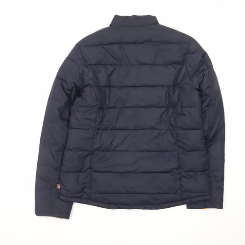 White Stuff Women's Blue Puffer Jacket Size 10 Polyester Zip Mid-Length