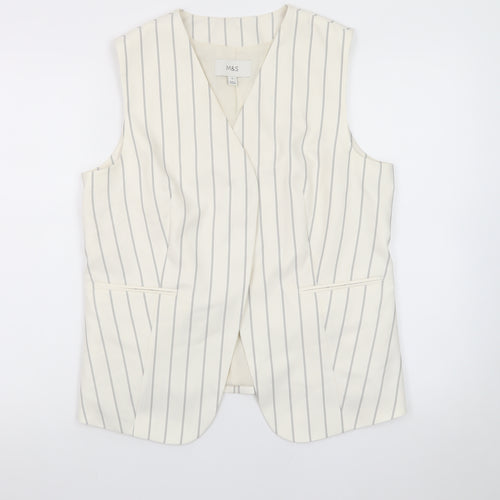 Marks and Spencer Women Ivory Striped Sleeveless Tunic Blouse Size 14