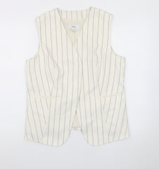 Marks and Spencer Women Ivory Striped Sleeveless Tunic Blouse Size 14