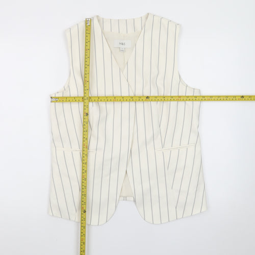 Marks and Spencer Women Ivory Striped Sleeveless Tunic Blouse Size 14