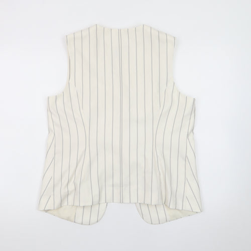 Marks and Spencer Women Ivory Striped Sleeveless Tunic Blouse Size 14
