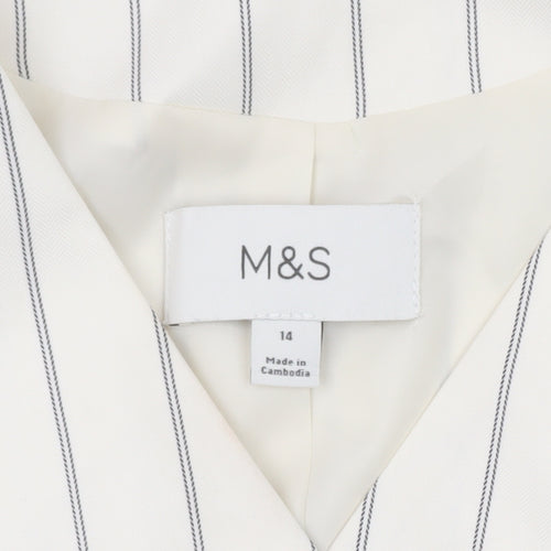Marks and Spencer Women Ivory Striped Sleeveless Tunic Blouse Size 14