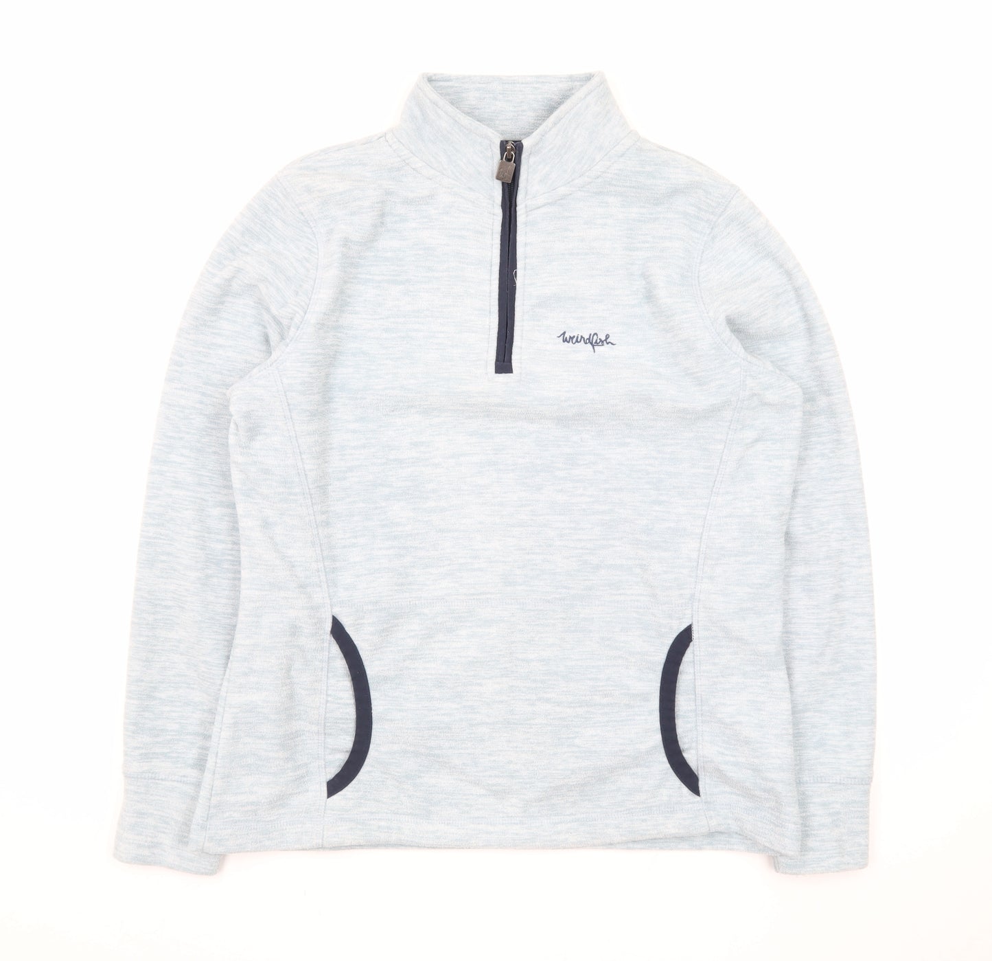 Weird Fish Women's Light Blue 1/4 Zip Pullover Sweatshirt Size 12