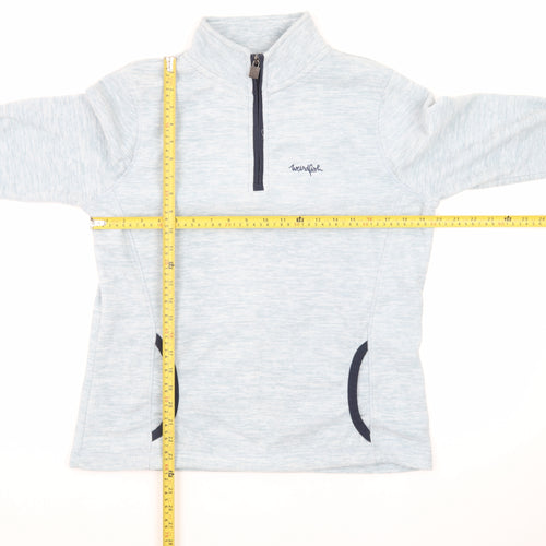 Weird Fish Women's Light Blue 1/4 Zip Pullover Sweatshirt Size 12
