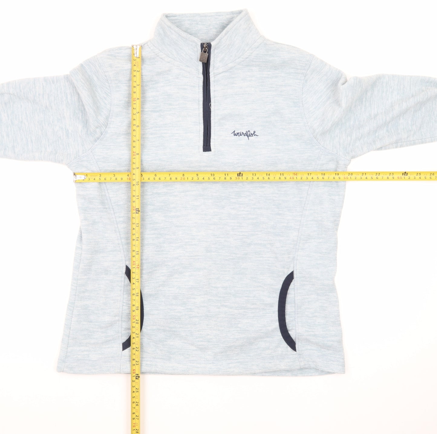 Weird Fish Women's Light Blue 1/4 Zip Pullover Sweatshirt Size 12