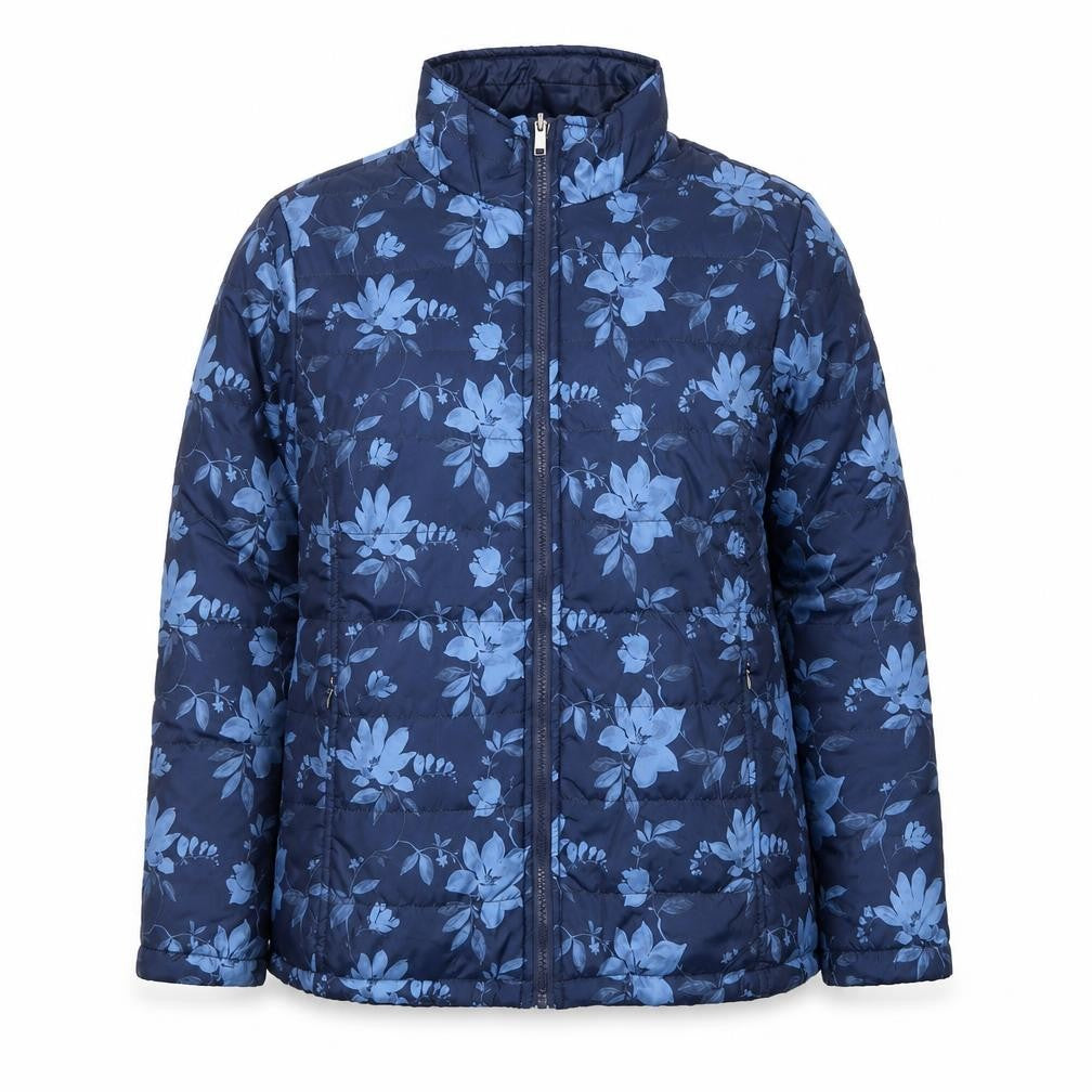 Atlas For Women Blue Floral Puffer Jacket Women’s UK 12-14 Mid-Length