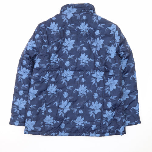 Atlas For Women Blue Floral Puffer Jacket Women’s UK 12-14 Mid-Length