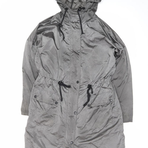 New Look Women Grey Size 8 Parka Hooded Long Lightweight Coat