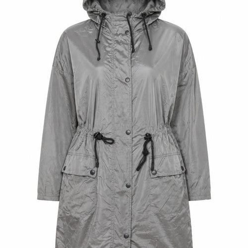 New Look Women Grey Size 8 Parka Hooded Long Lightweight Coat