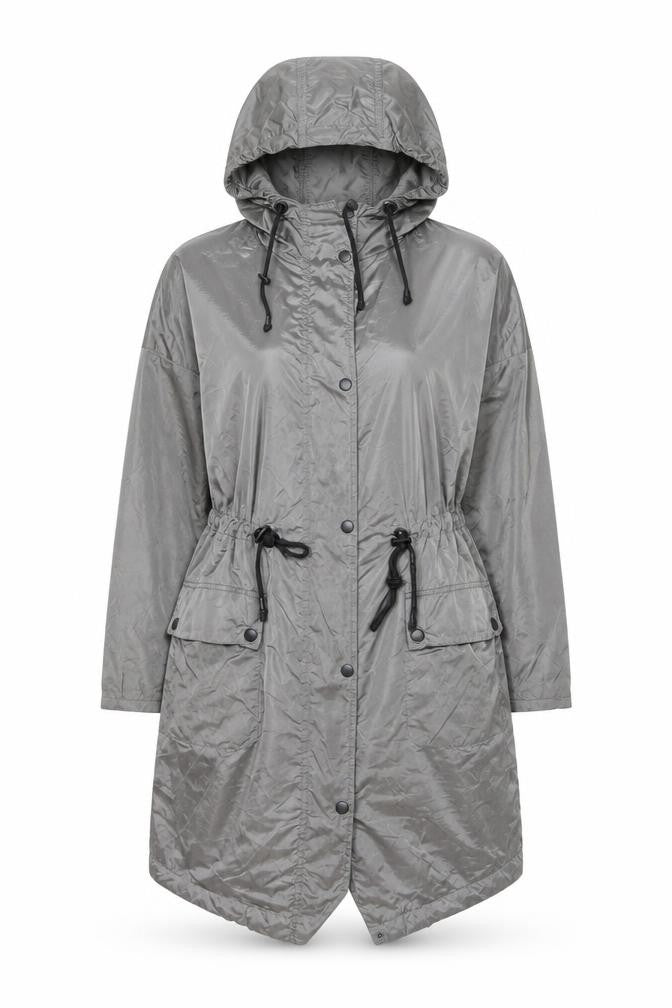New Look Women Grey Size 8 Parka Hooded Long Lightweight Coat