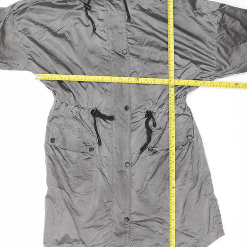 New Look Women Grey Size 8 Parka Hooded Long Lightweight Coat