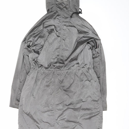 New Look Women Grey Size 8 Parka Hooded Long Lightweight Coat