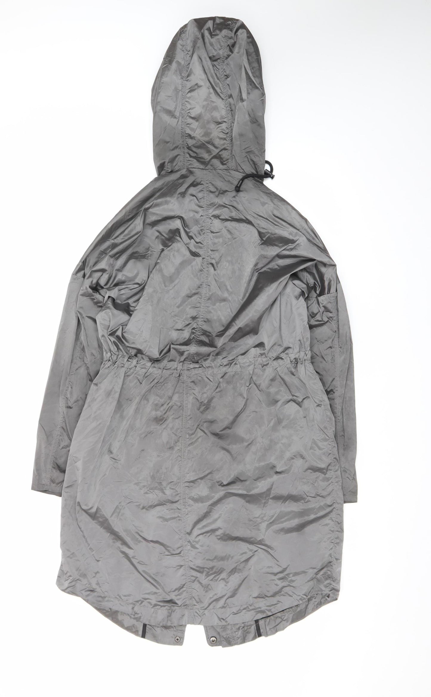 New Look Women Grey Size 8 Parka Hooded Long Lightweight Coat