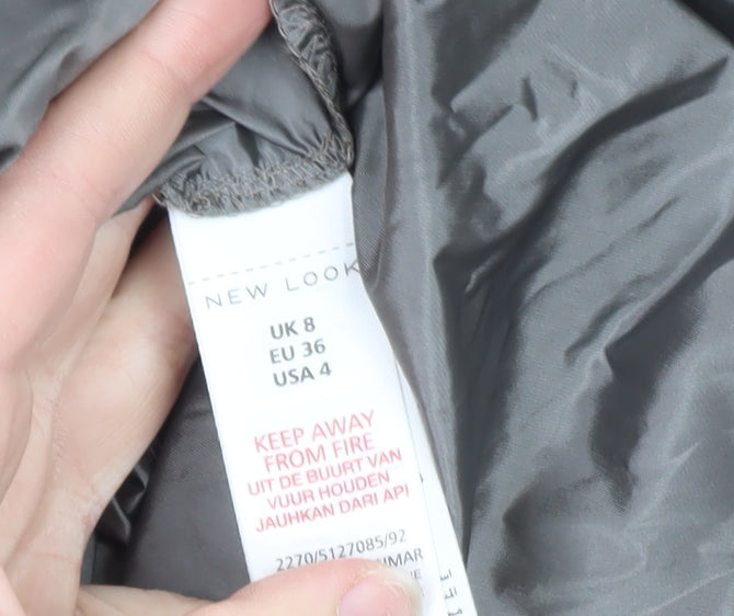 New Look Women Grey Size 8 Parka Hooded Long Lightweight Coat