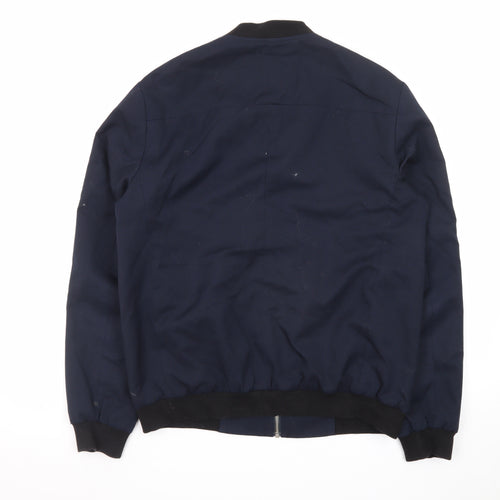 Villain Men's Blue Bomber Jacket M Regular Fit Full Zip Twill